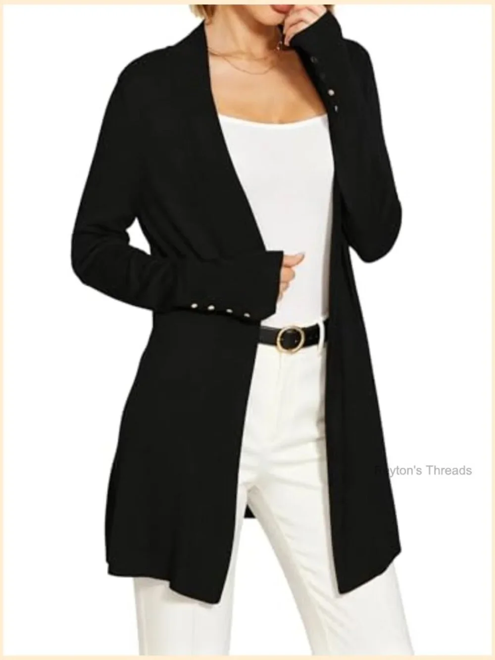 Lightweight 100% Viscose Cardigan Open Front Long Sleeve